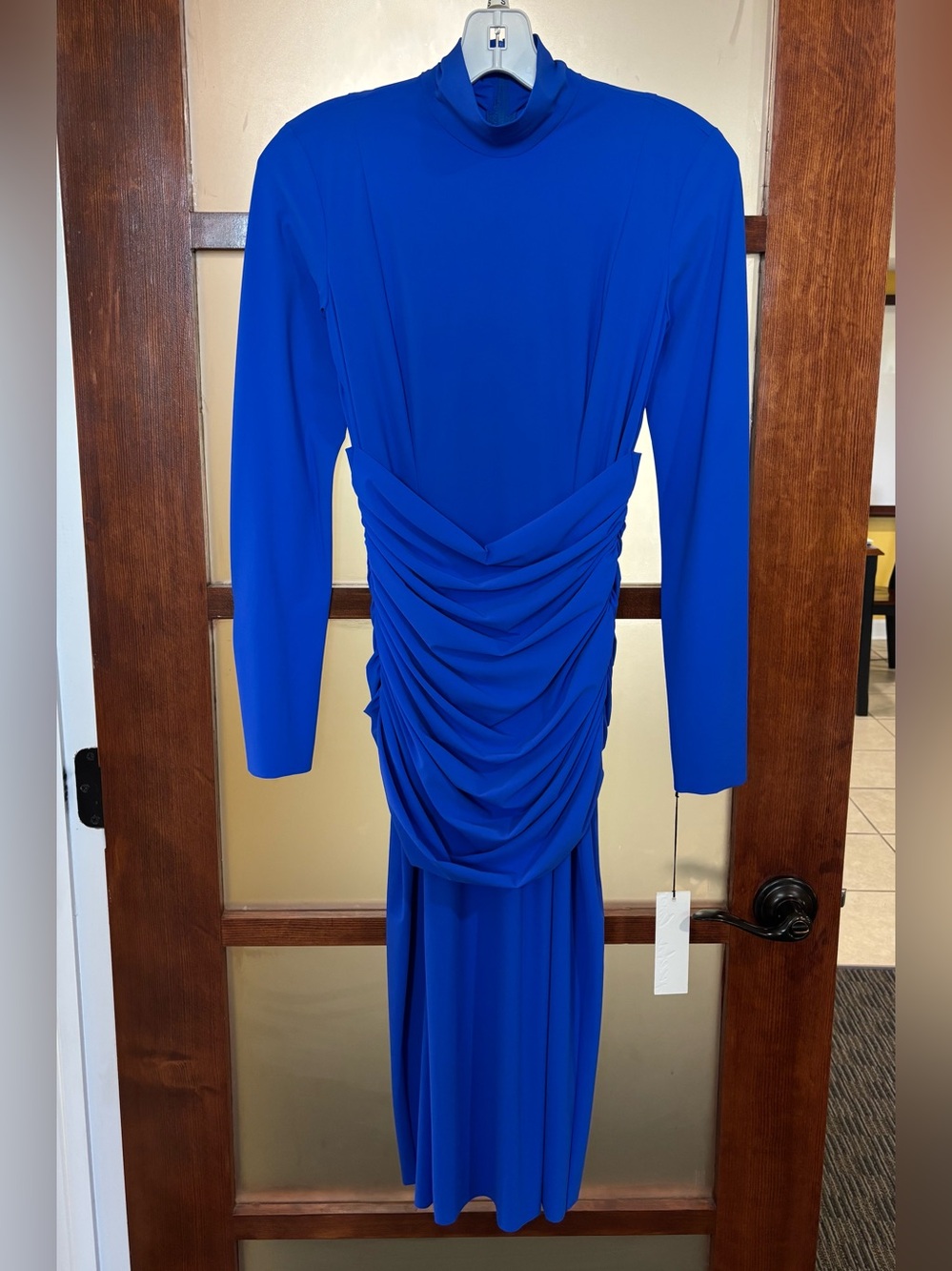 Greta Constantine Royal Blue Long-Sleeve Ruched Dress